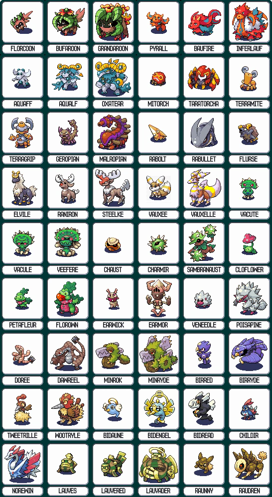 Monster Ranch monster designs, gallery section one